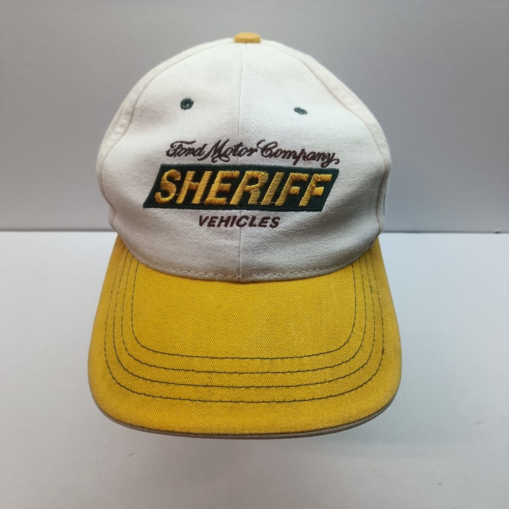 Ford‎ Motor Company Sheriff Vehicles Cap Hat Adult Adjustable White Gold Cotton